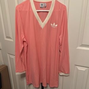 Adidas Pink Long Sleeve V-Neck Shirt Dress